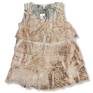 NEW Chico's Lace Ruffle Tank Top Sleeveless USA Made Bohemian Paisley Neutral S